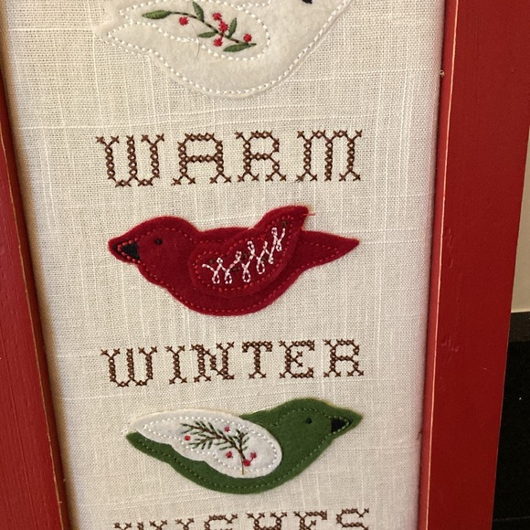 Christmas Winter Wishes Felt Birds Cross Stitch Picture Country Rustic F… - Picture 4 of 10